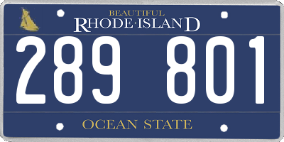 RI license plate 289801