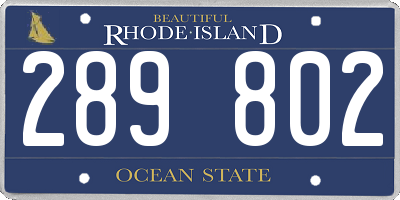 RI license plate 289802