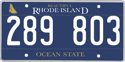 RI license plate 289803