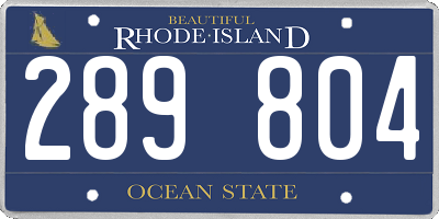 RI license plate 289804