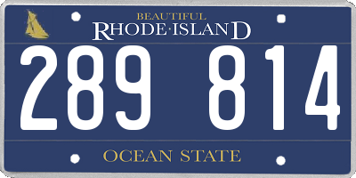 RI license plate 289814