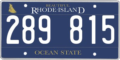 RI license plate 289815