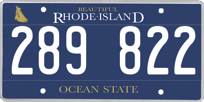 RI license plate 289822