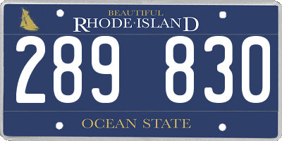 RI license plate 289830