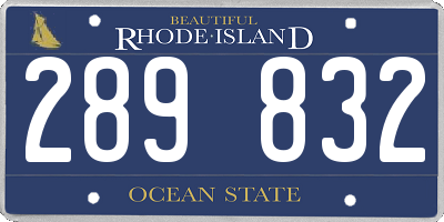 RI license plate 289832