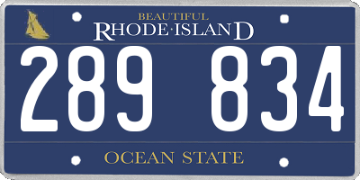 RI license plate 289834