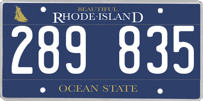 RI license plate 289835