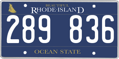 RI license plate 289836
