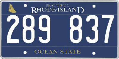 RI license plate 289837