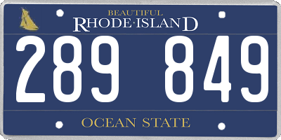 RI license plate 289849