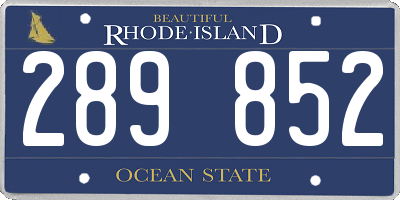 RI license plate 289852