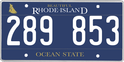 RI license plate 289853