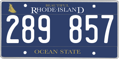 RI license plate 289857