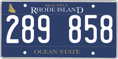 RI license plate 289858