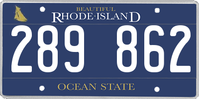 RI license plate 289862