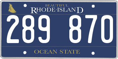 RI license plate 289870