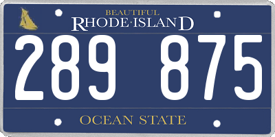 RI license plate 289875