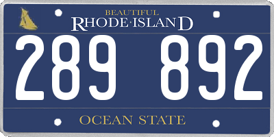 RI license plate 289892