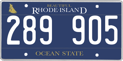 RI license plate 289905