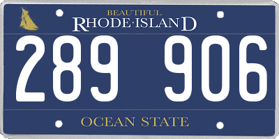 RI license plate 289906