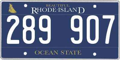 RI license plate 289907