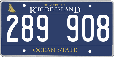 RI license plate 289908
