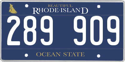 RI license plate 289909