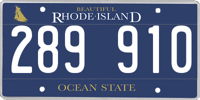 RI license plate 289910