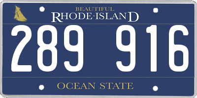 RI license plate 289916