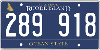 RI license plate 289918