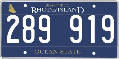 RI license plate 289919