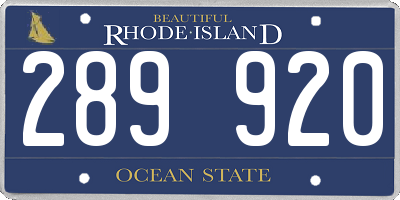 RI license plate 289920