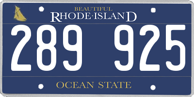 RI license plate 289925