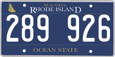 RI license plate 289926