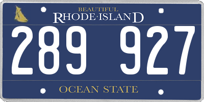RI license plate 289927