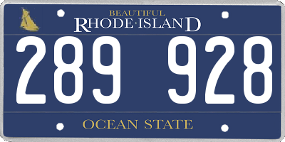 RI license plate 289928