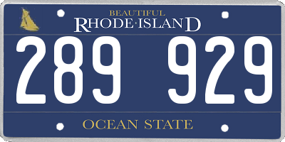 RI license plate 289929