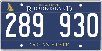 RI license plate 289930