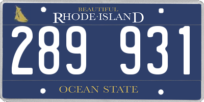 RI license plate 289931