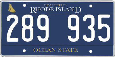 RI license plate 289935