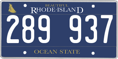 RI license plate 289937