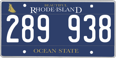 RI license plate 289938