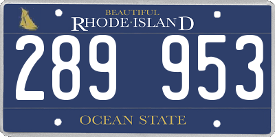 RI license plate 289953