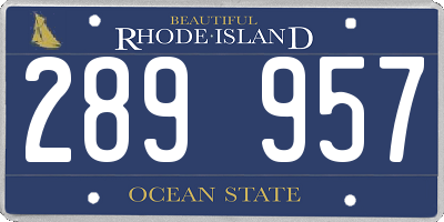 RI license plate 289957