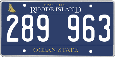 RI license plate 289963