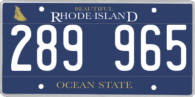 RI license plate 289965