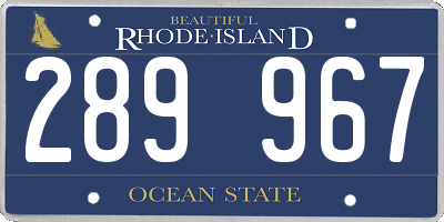 RI license plate 289967