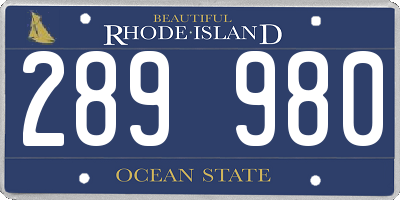 RI license plate 289980