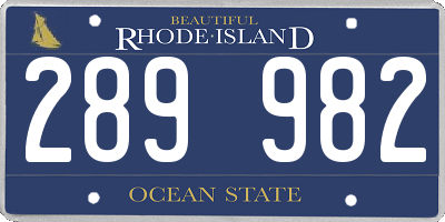 RI license plate 289982