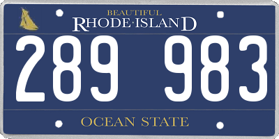 RI license plate 289983